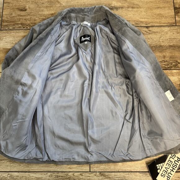 VTG Avanti Gray Genuine Pig Suede Open Jacket Push Sleeves Blazer Size Medium M - Picture 10 of 14